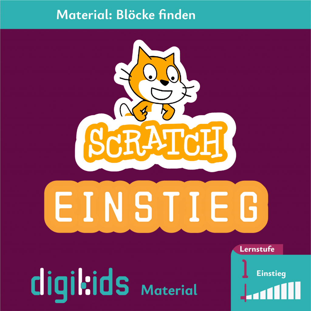 Titelbild für das digikids Material "Scratch Einstieg", Lernstufe 1 (Einstieg)
